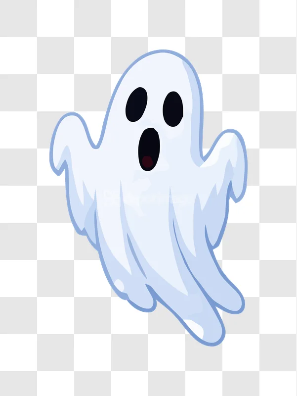 Spooky Cartoon Ghost Screaming Vector Art white cartoon transparent background