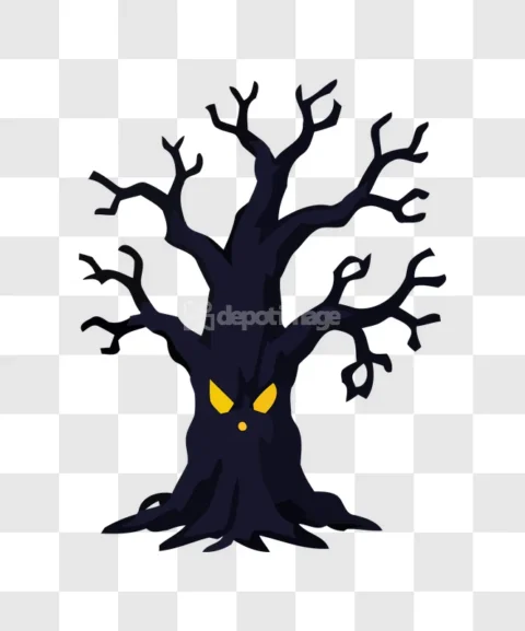 Spooky Dark Tree Halloween Vector