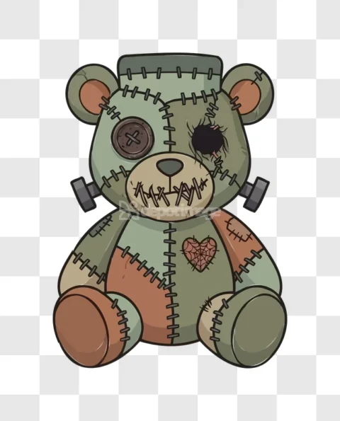 Spooky Frankenstein Teddy Bear Halloween Patchwork