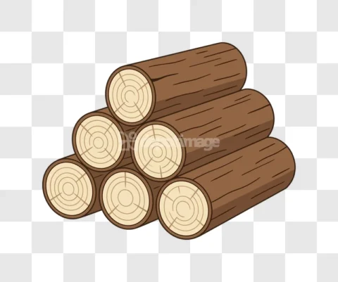 Stack of Brown Wooden Logs Vector