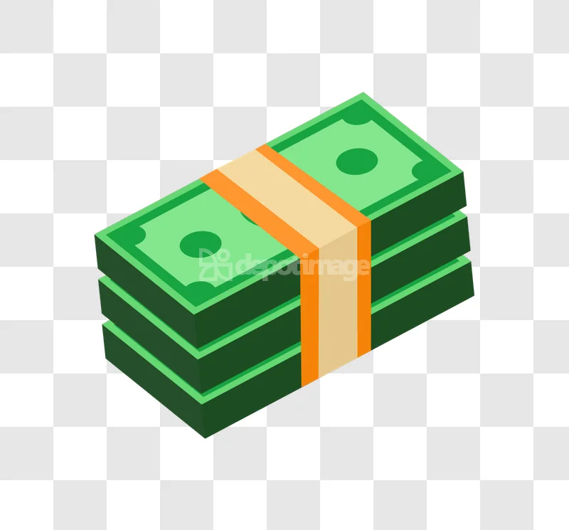 Stack of Green Banknotes Currency isometric flat style transparent PNG