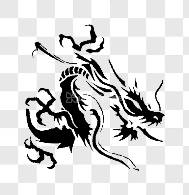 Stylized Black Dragon Tribal Art