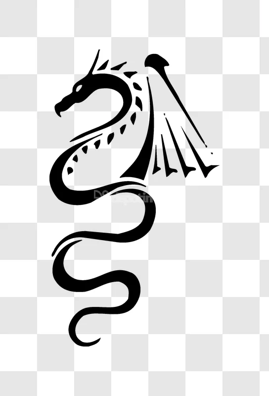 Stylized Black Dragon Tribal Art Design