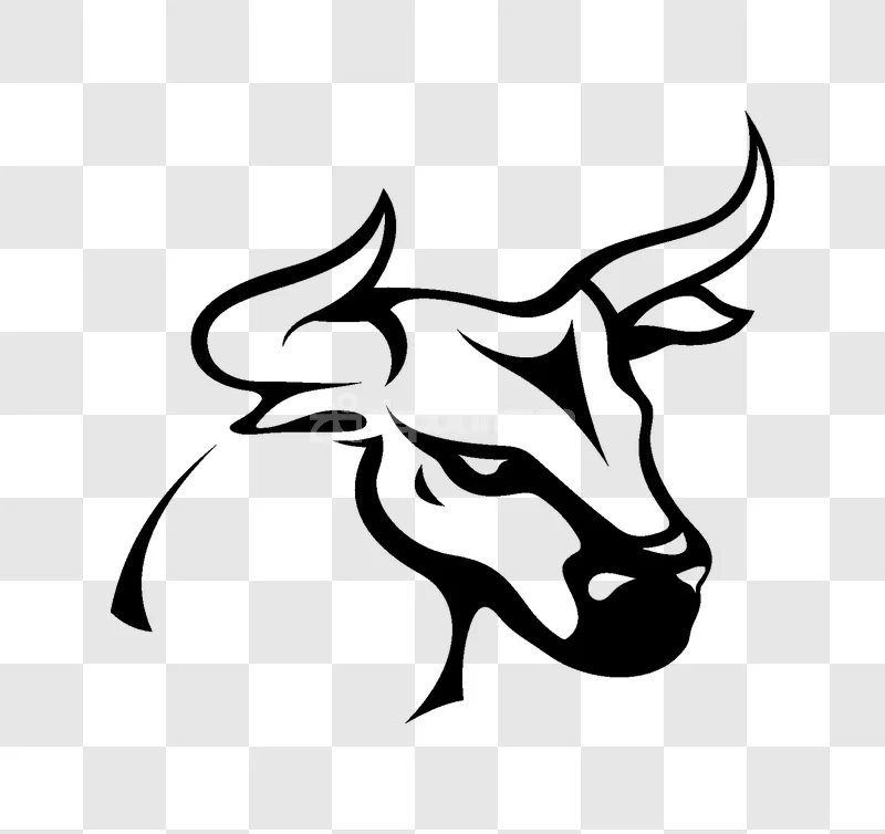 Stylized Bull Head Drawing Black White graphic design element