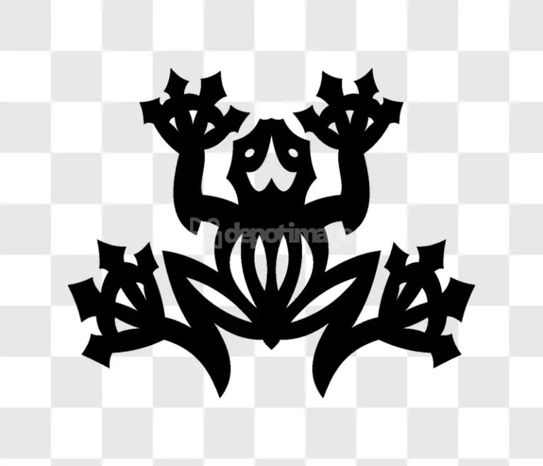 Stylized Tribal Frog Silhouette Animal Art