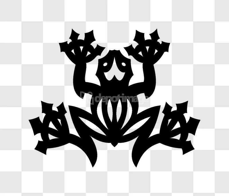 Stylized Tribal Frog Silhouette Animal Art black silhouette transparent background