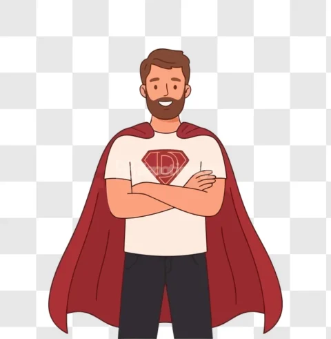 Superhero Man Red Cape Vector Illustration