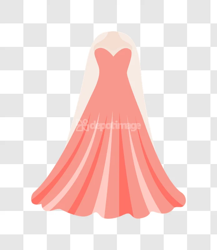 Sweetheart Neckline Coral Wedding Dress Veil