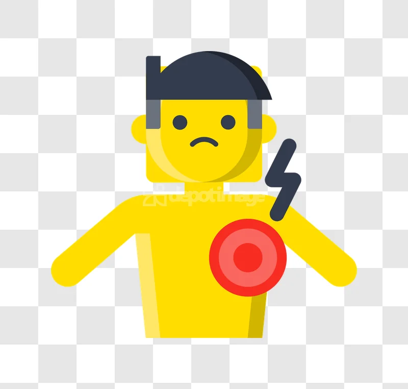 Thoracic Pain Male Chest Suffering Sad flat icon yellow figure