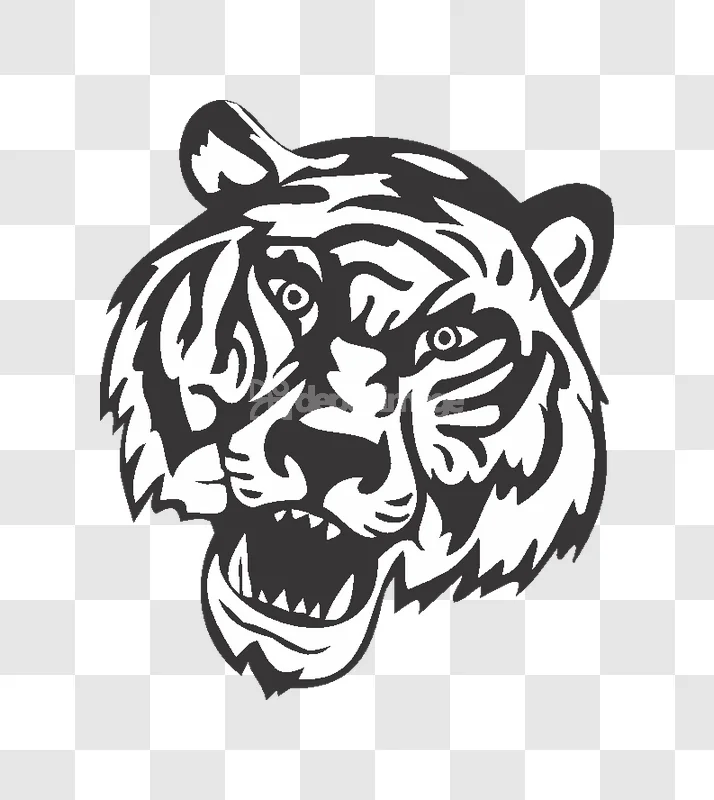 Tiger Head Roaring Stylized Art
