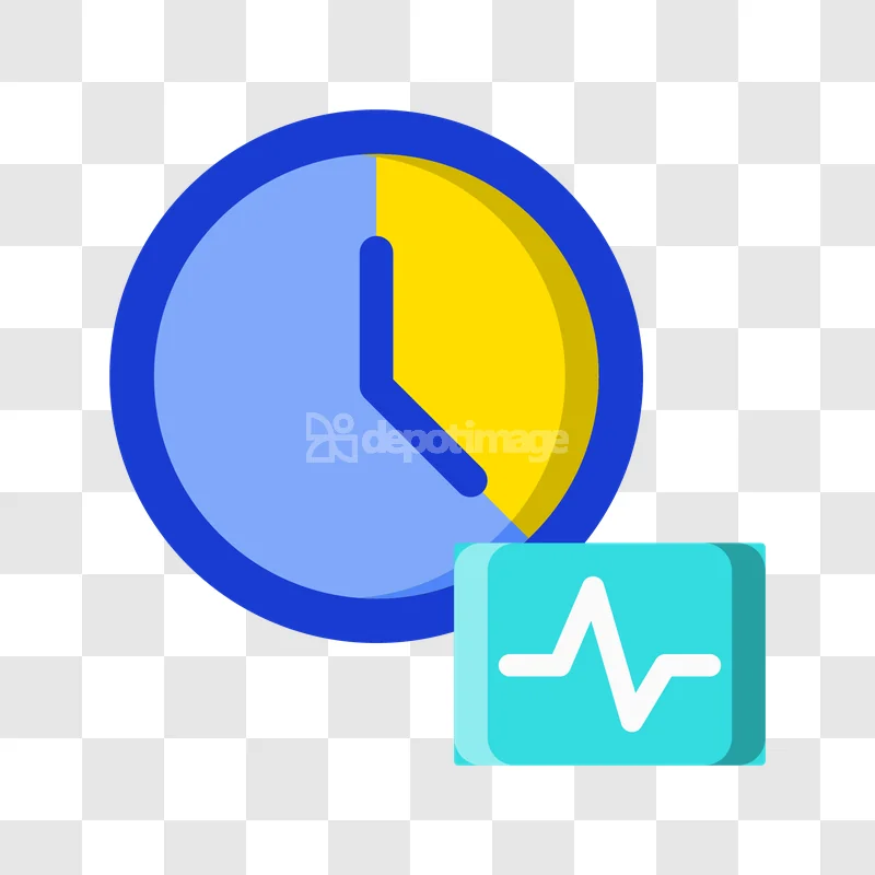 Time Tracker Health Monitoring Icon Blue Yellow flat style transparent background