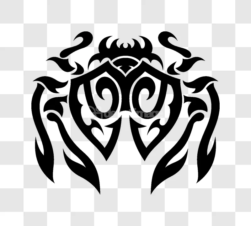 Tribal Abstract Insect Art Motif black background