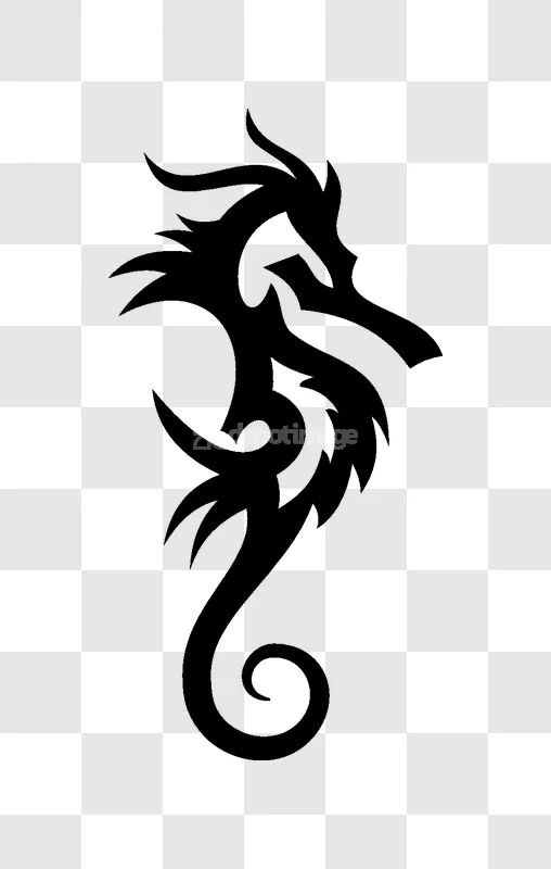 Tribal Black Seahorse Tattoo Art