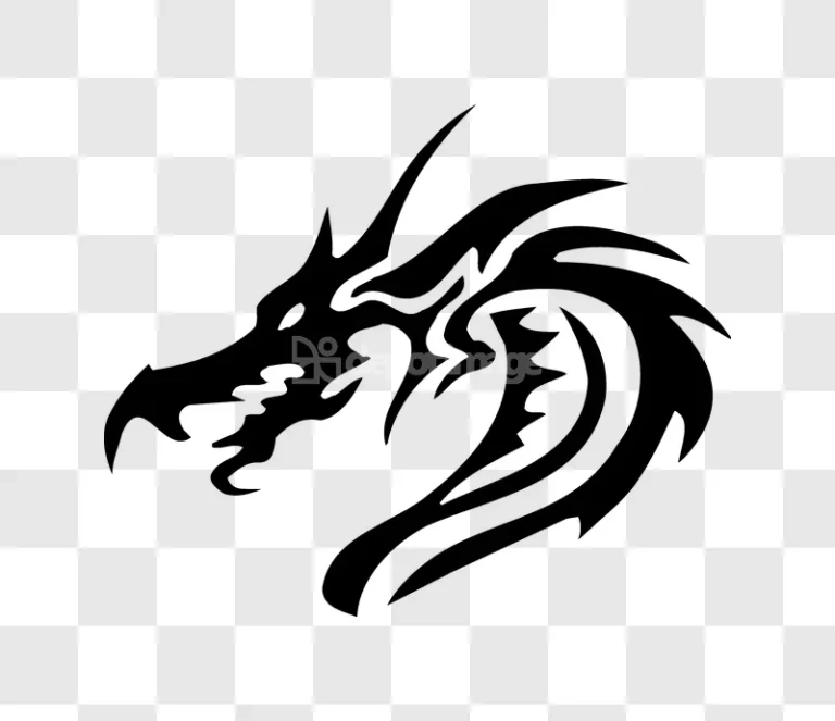 Tribal Dragon Head Black Vector
