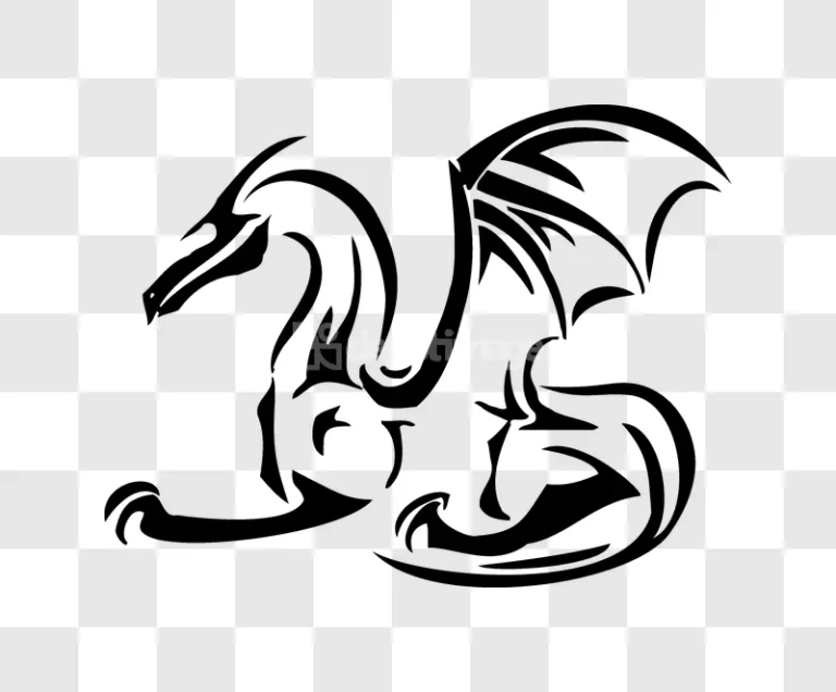 Tribal Dragon Line Art Minimal