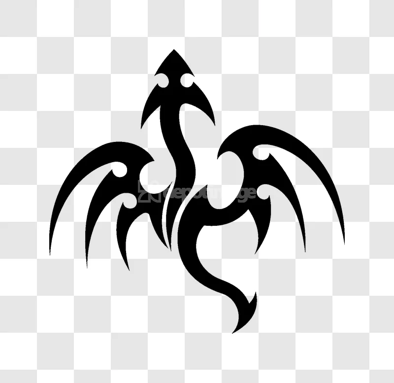 Tribal Dragon Tattoo Design Black black silhouette transparent background