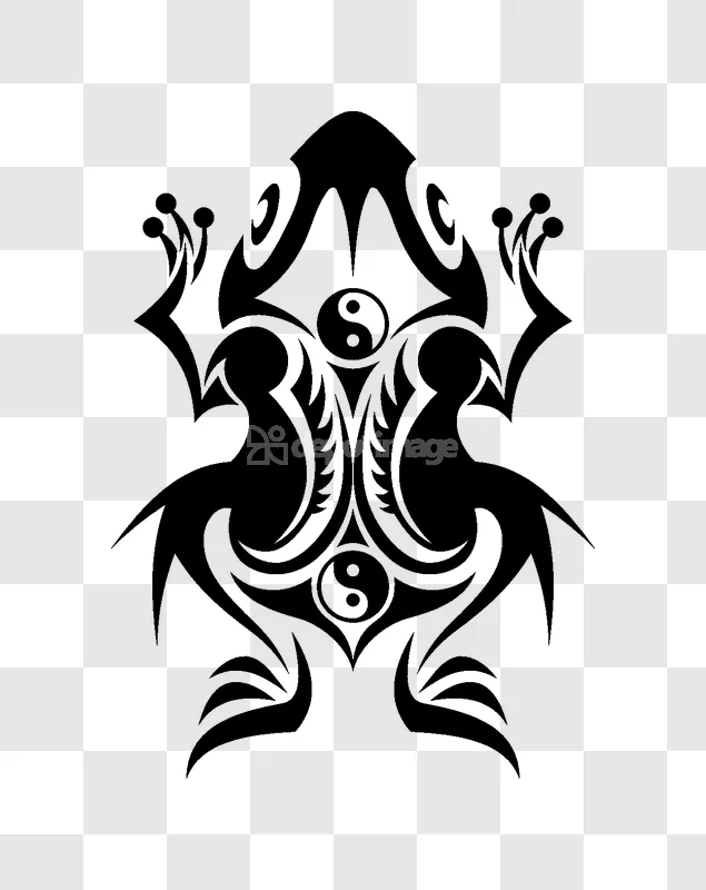 Tribal Frog Yin yang Symbol Art