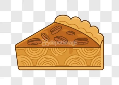 Vector Pecan Pie Slice Cartoon Dessert