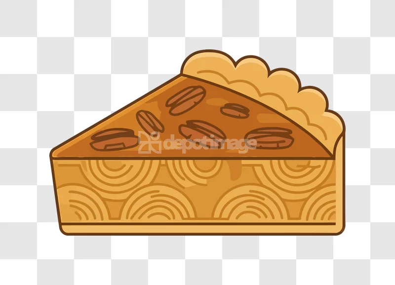Vector Pecan Pie Slice Cartoon Dessert cartoon style brown transparent