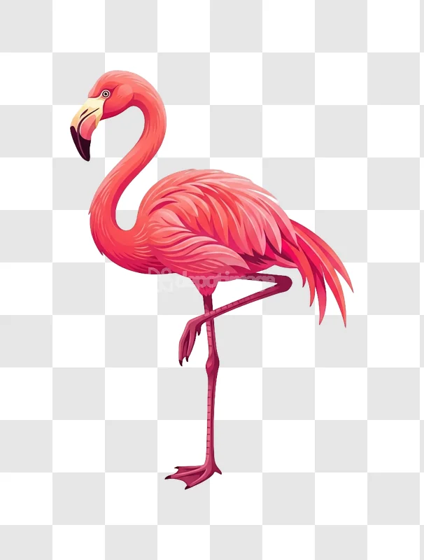 Vibrant Pink Flamingo One Leg Standing