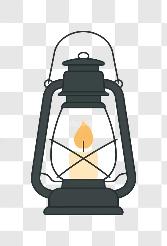 Vintage Oil Lamp Candle Icon flat design dark gray