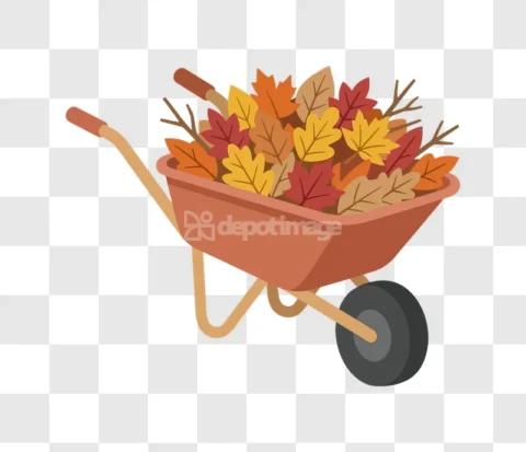 Wheelbarrow Fall Leaves Vector Illustration