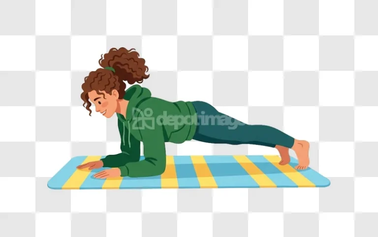 Woman Plank Exercise Fitness Mat