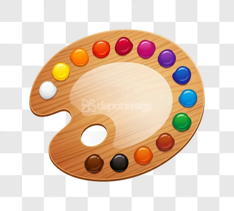 Wooden Artist Palette Colorful Paints