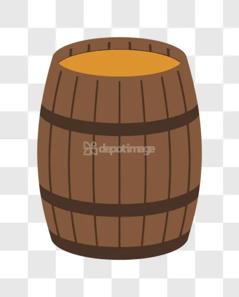 Wooden Barrel Brown Cartoon Liquid