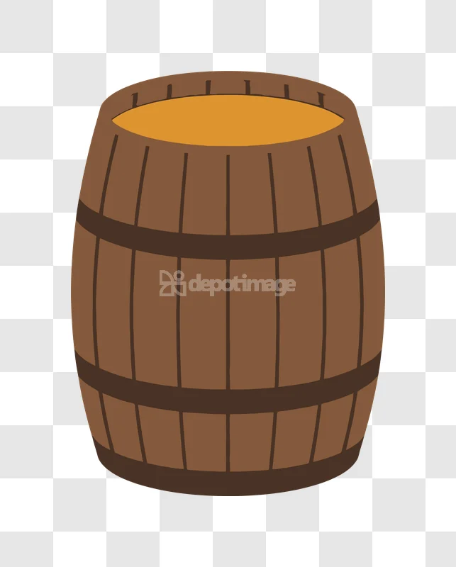 Wooden Barrel Brown Cartoon Liquid brown wood grain, cartoon style, orange liquid