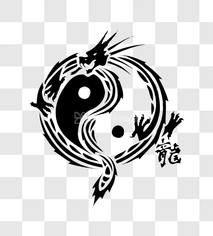 Yin yang Dragon Symbol Tattoo Design