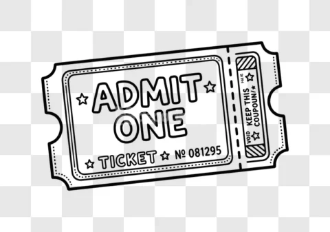 Admit One Ticket Event Entry Line Art