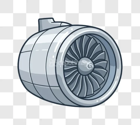 Airplane Jet Engine Cartoon Style Illustration