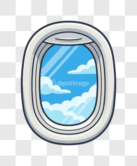 Airplane Window View Blue Sky Clouds