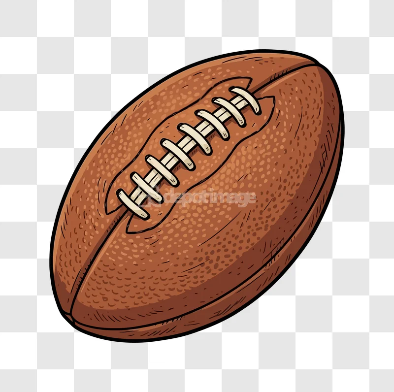 American Football Brown Leather Laces Game: textured brown leather ball with white laces