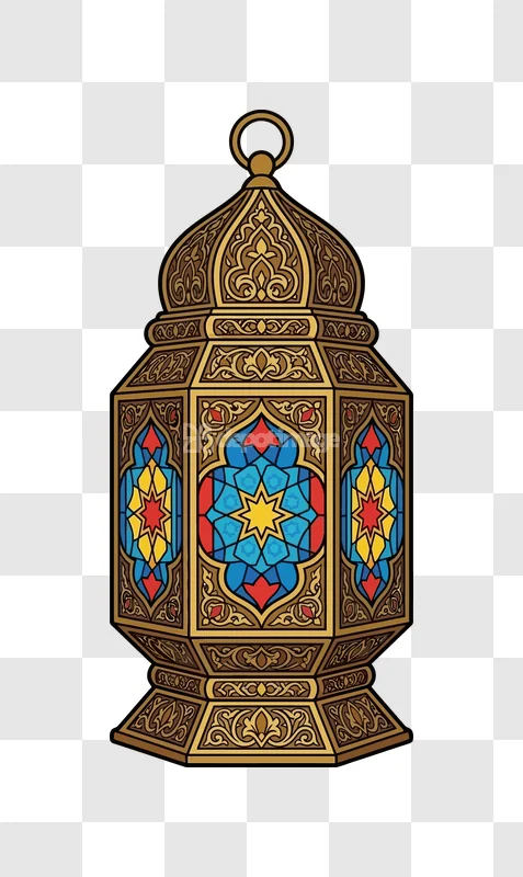 Arabic Lantern Stained Glass Ornate Gold