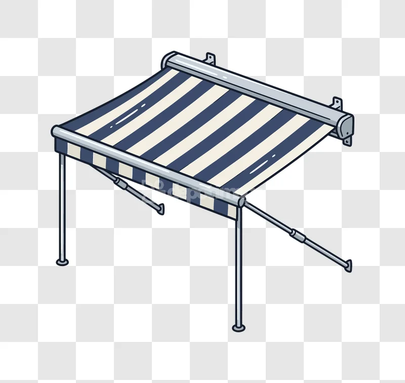 Awning Striped Patio Shade Canopy Icon blue and white, transparent PNG, illustrative style