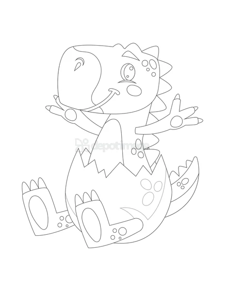 Baby Dinosaur Hatching Egg Coloring Page Outline