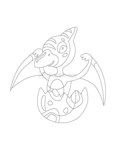 Baby Pterodactyl Hatching From Egg Coloring Page Outline