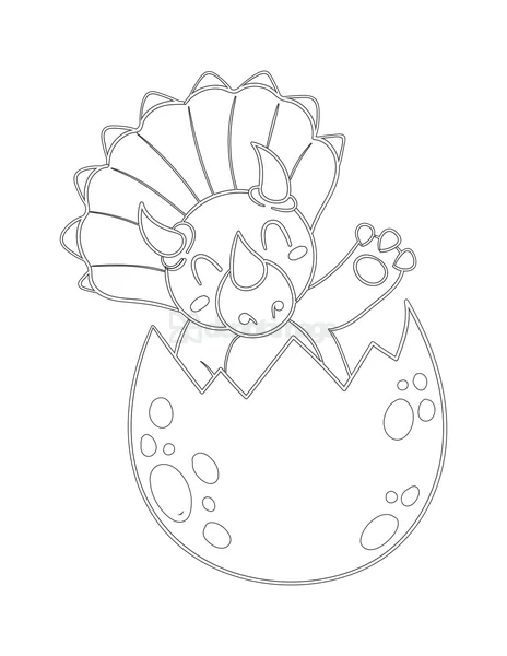 Baby Triceratops Hatching From Egg Coloring Page