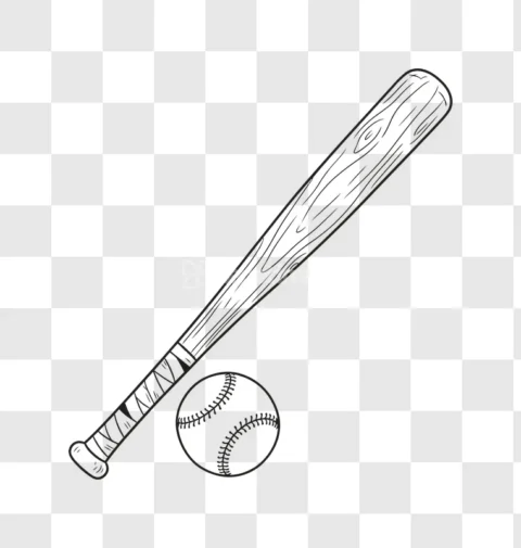 Baseball Bat Ball Cartoon Outline Style