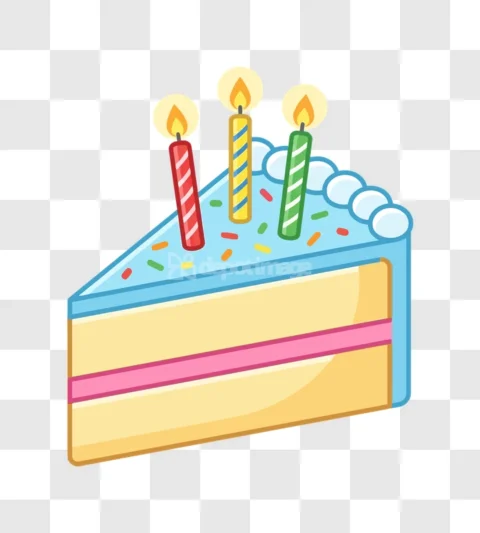 Birthday Cake Slice Three Candles Sprinkles