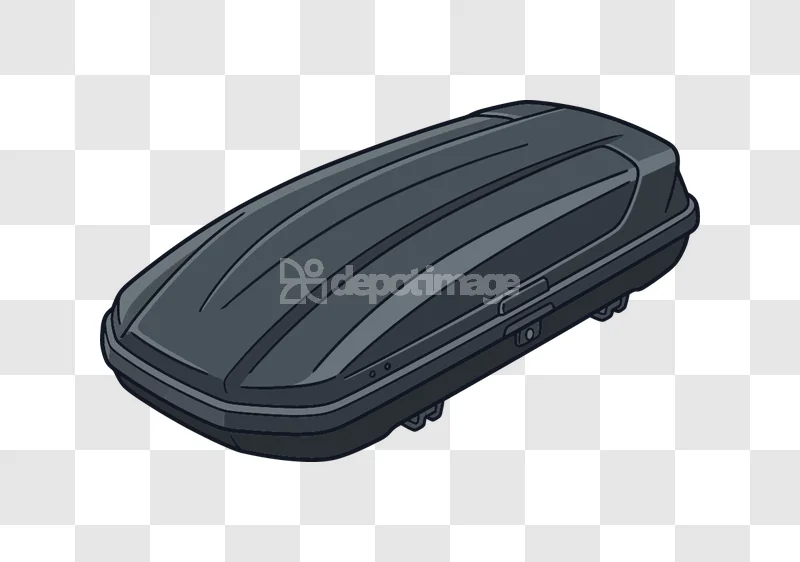 Black Car Roof Cargo Box Angled dark gray, streamlined, transparent background