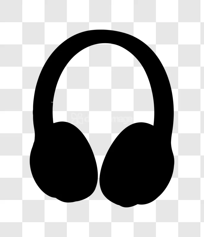 Black Earmuffs Icon Audio Winter Warm: flat style, solid design, transparent background.