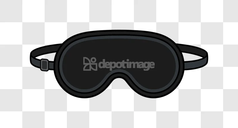 Black Sleep Mask Sleepwear Comfort Item: dark grey, flat design with adjustable strap, transparent background.