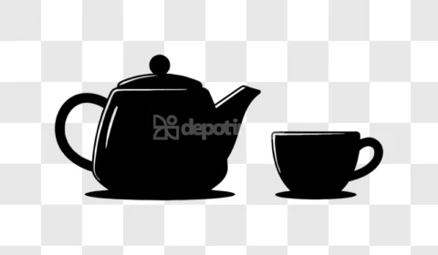 Black Tea Pot Cup Simple Silhouette Icon