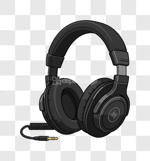 Black Wired Studio Headphones Audio Equipment