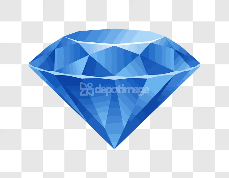 Blue Diamond Gemstone Sparkling Faceted Jewel, vibrant blue, polygonal facets, transparent background