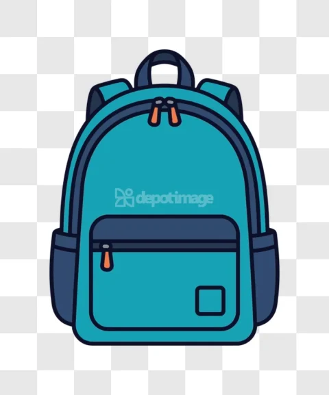 Blue School Backpack Front View Icon