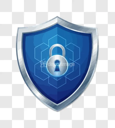 Blue Silver Shield Padlock Security Icon